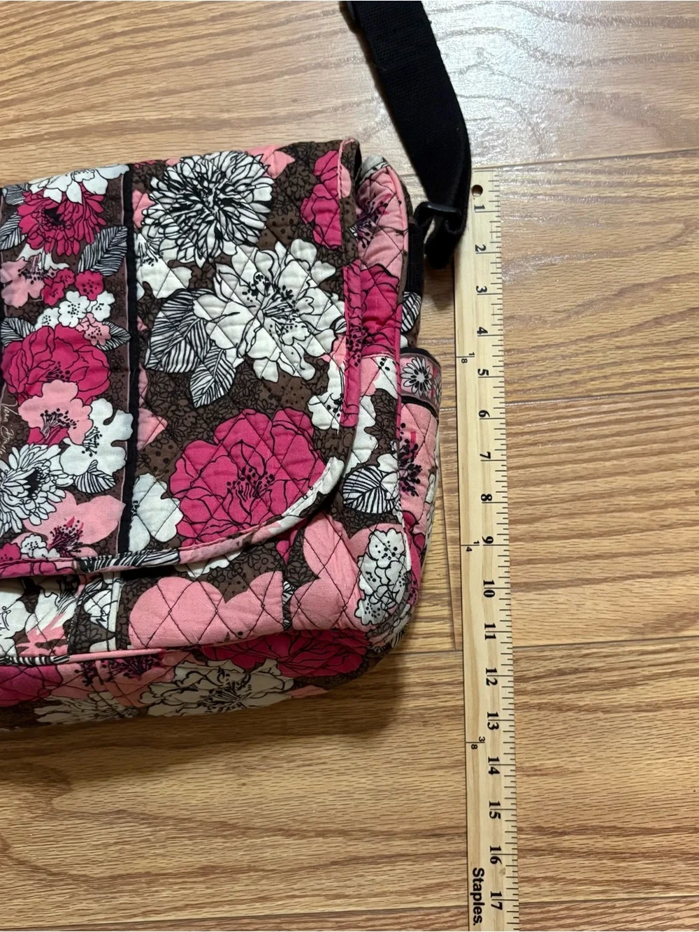 Vera Bradley Mocha Rouge Floral Bookbag Laptop Bag Diaper Bag